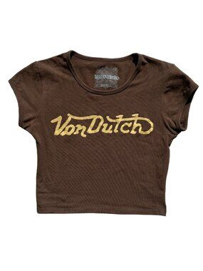 Von Dutch Brown Logo Baby Tee S